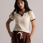Cream & Brown Cotton Co-ord Set with Laced Detail