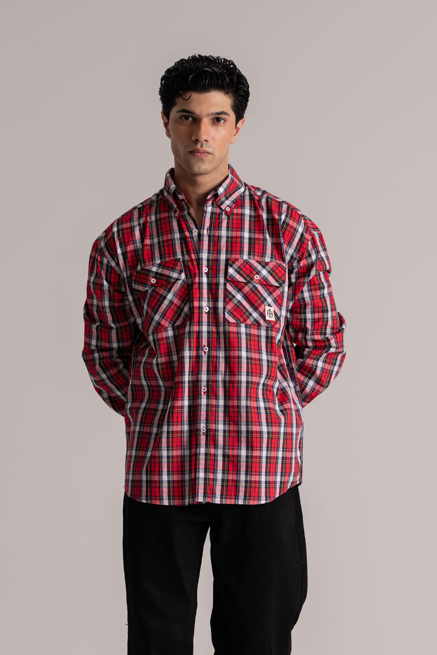 Cotton Blue Check Long Sleeve Shirt