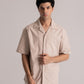 Beige Chambray Shirt & White Cotton Poplin Cargo Trouser Co-ord Set